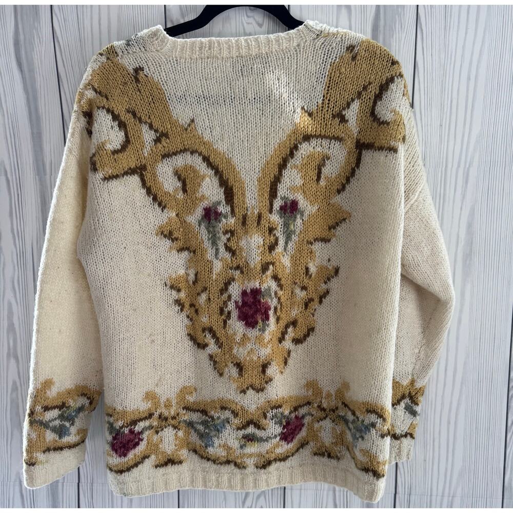 Vintage Womens M Mohair Blend Sweater Cardigan Floral Button Up - Picture 2 of 7